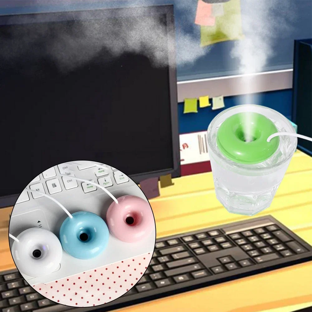 Portable Mini Donuts Humidifier Water Cut-off Protection Mist Maker Negative Ion Humidifier Home Fresh Comfortable Environment