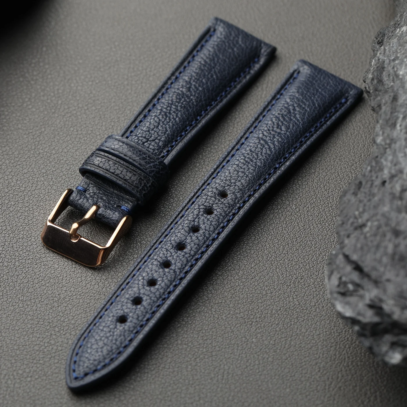 Handmade goat leather strap 18 19 20 22MM blue Watchband, quick master, soft men's strap, retro style soft bracelet