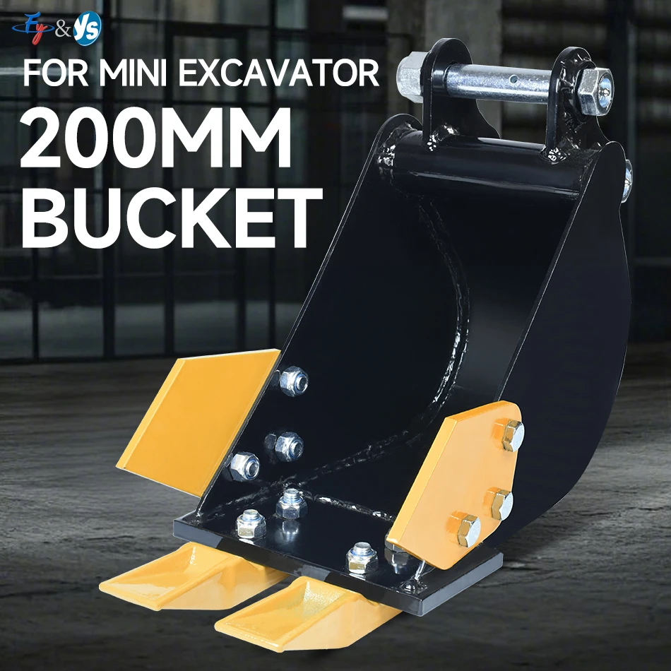 200mm Bucket Mini Excavator High Strength Steel Backhoe Attachment For 1-3 Ton Digger Trenching Pipeline Laying Landscaping