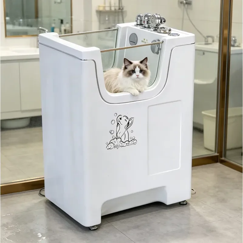 Elegant White Acrylic Pet Grooming Tub for Commercial Dog Wash Station