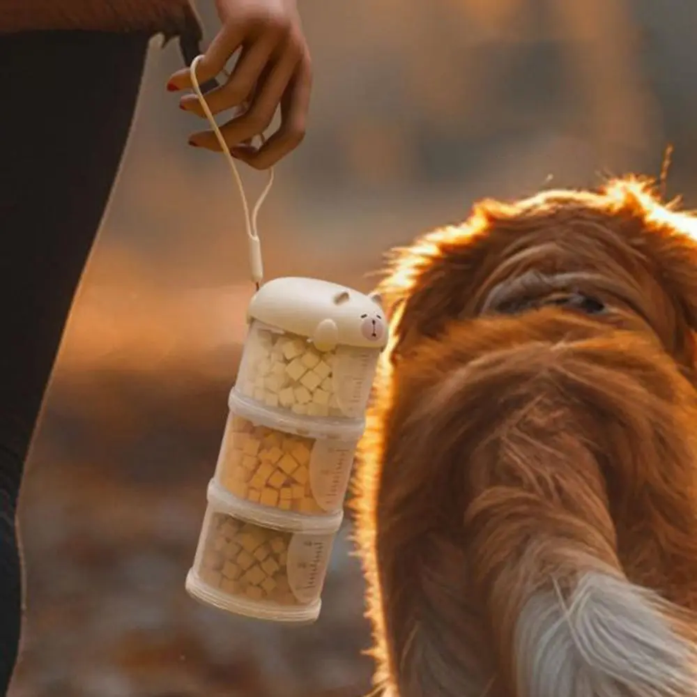 Convenient Plastic Multi-Layer Cat Food Box Sealed Cute Dog Snacks Storage Box Moisture-Proof Pet Food Packing Box Dog Walking