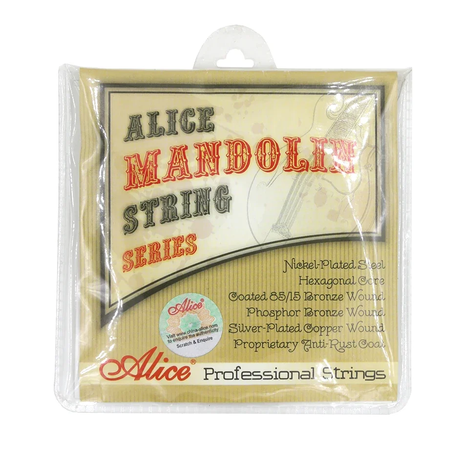 Alice AM06 Mandolin Strings Set .010-.034 Coated 85/15 Bronze Wound Plated Steel 4 Strings Anti Rust Coat