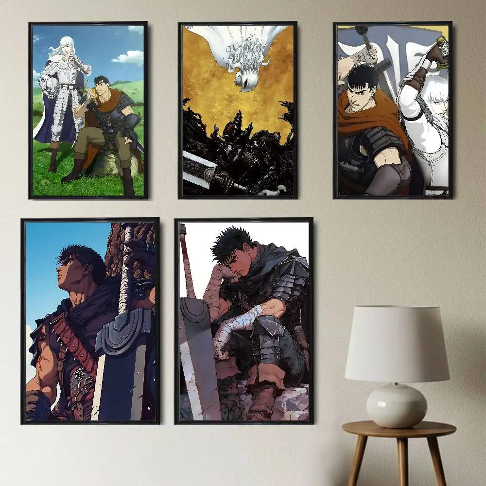 

cartoon Griffith Guts Berserk Poster HD Art Sticky Wall Waterproof Home Living Room Bedroom Bar Aesthetic Decoration