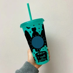 Hocus Pocus Witch Vinyl Sticker For Starbucks Venti Cold Cup 24 oz Decor, Halloween Coffee Cold Cup Decals Removable Stickers