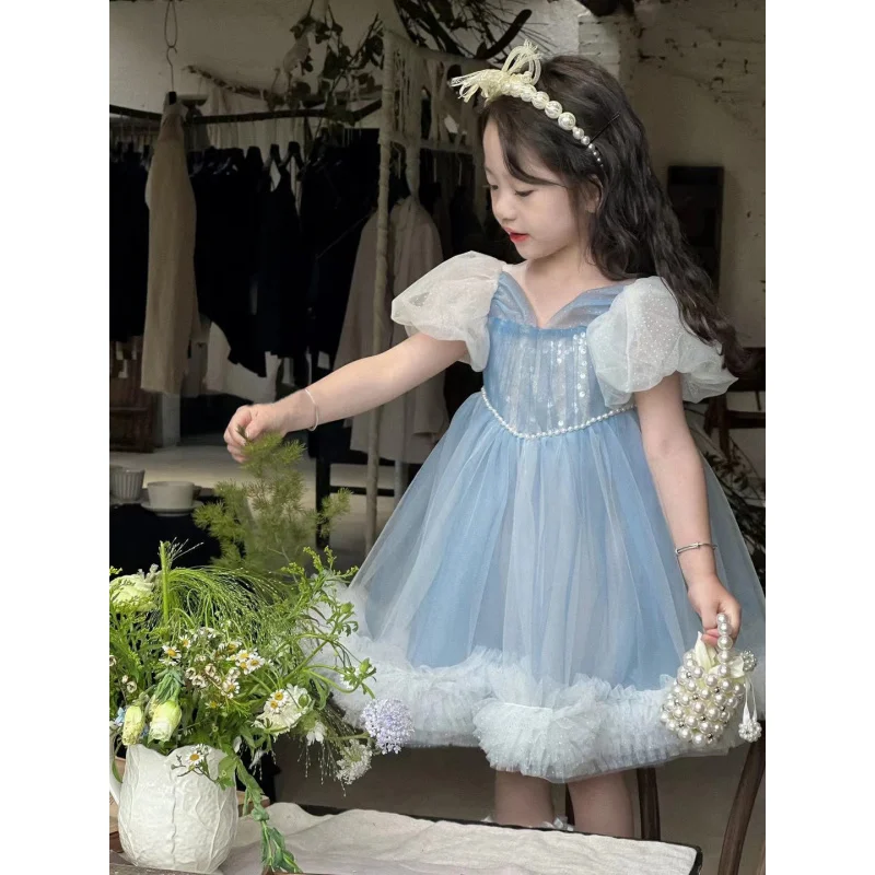 

Children's Girls' New Princess 2025 Summer Mesh Dress Skirt Birthday
