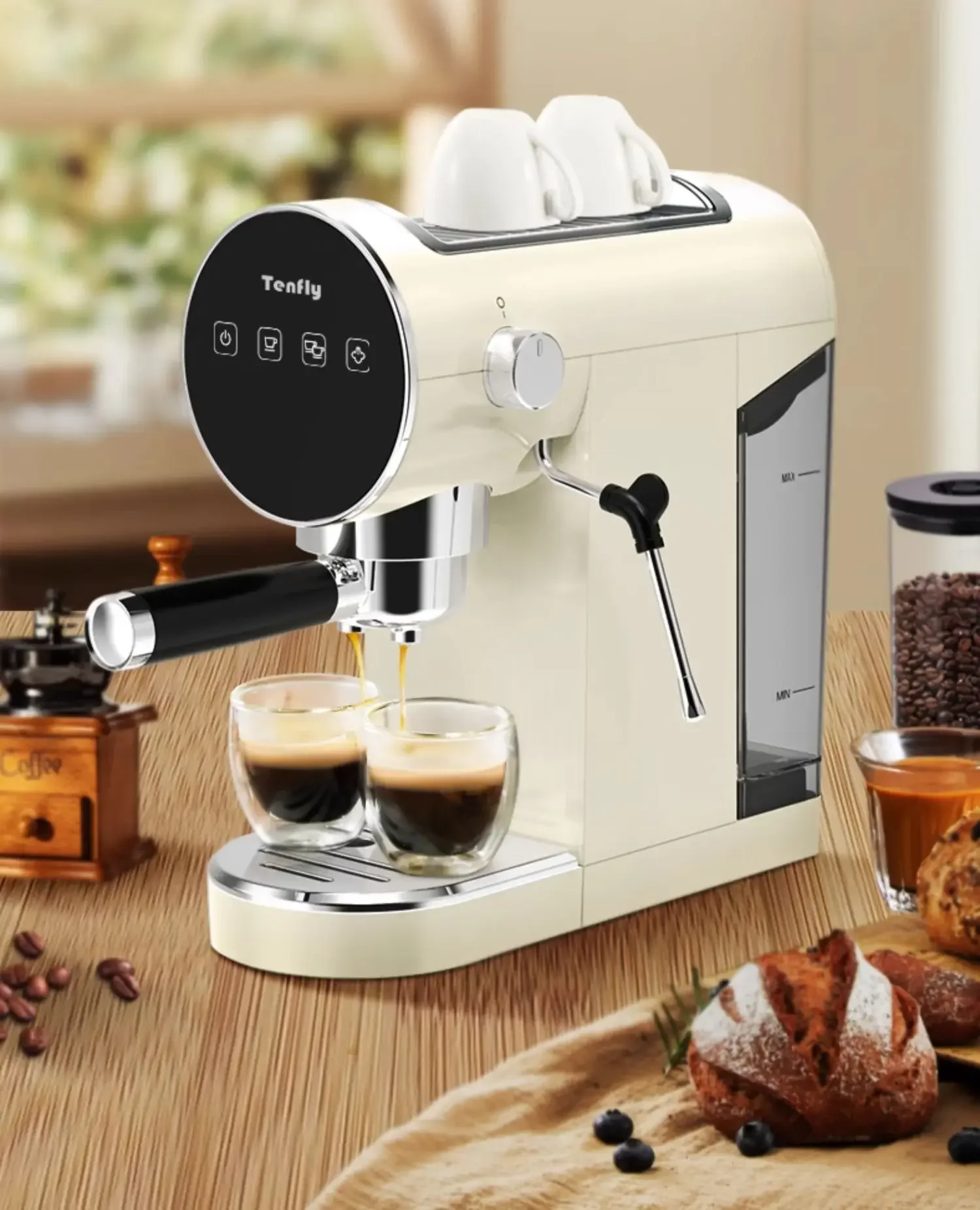 220V Tenfly Semi-Automatic Steam Milk Frothing Italian Coffee Maker:Effortlessly Craft Your daily Barista-style Coffee