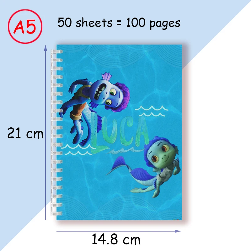 A5 Spiral Notebook Disney Pixar Movie Cartoon Anime Figures Luca Alberto Sea Monster Boys Model Collection Writing Note Book ﻿