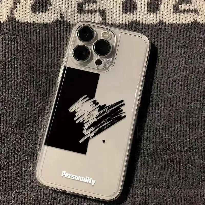 Coque de téléphone d'amour de personnalité pour iPhone, coque transparente pour iPhone 16, 15, 14, 13, 12, 11 Pro, XS MAX, 7, Poly, 8, 7 Plus