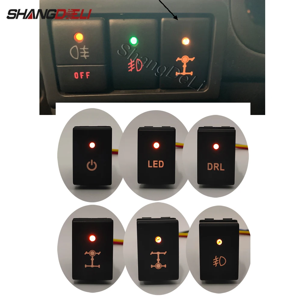 1Pc Car LED Light Switch Power On Off Front fog light Button with Wire For Suzuki Jimny 2007 2009 2010 2012 2015 Accessories