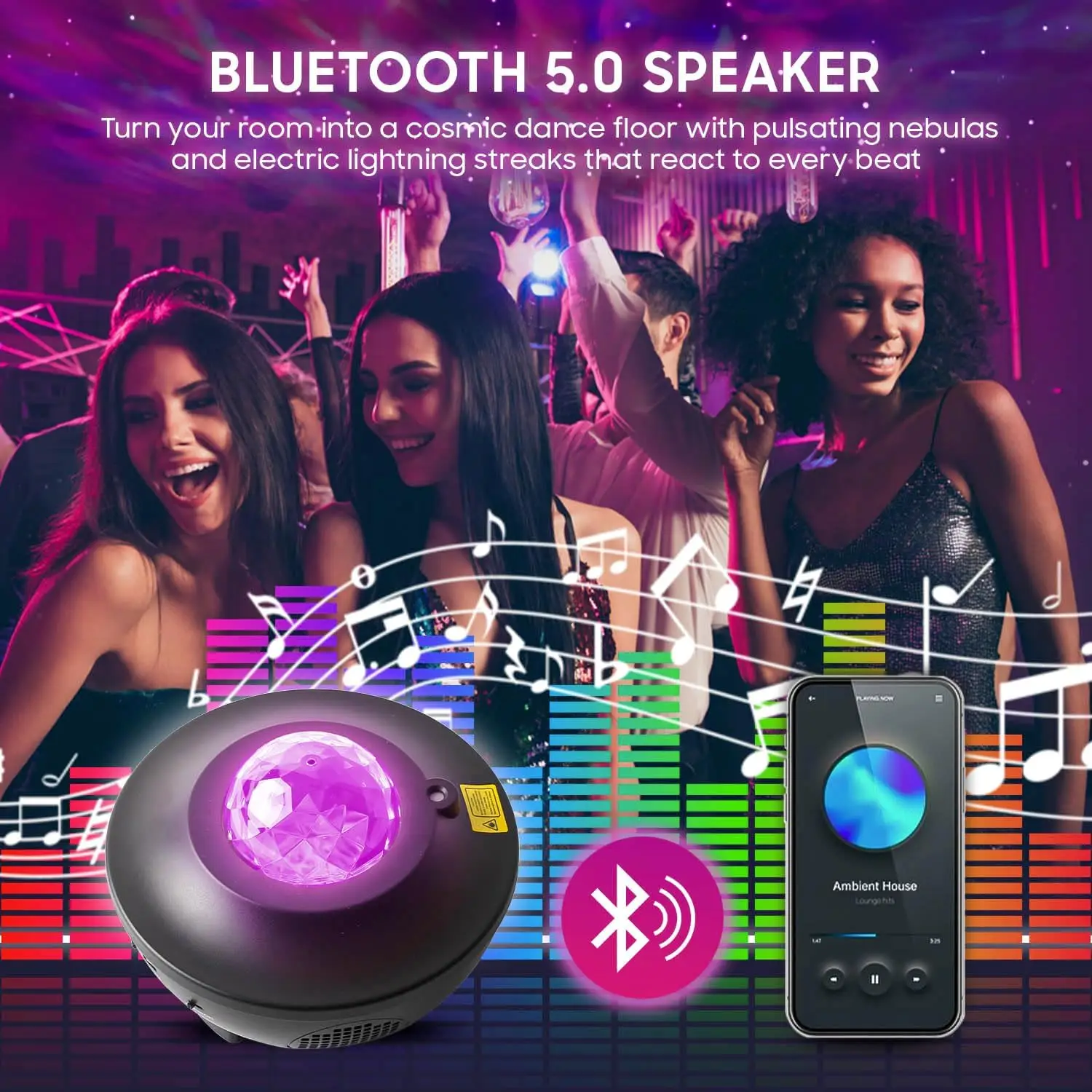 Galaxy Projector Night Light Projector for Bedroom Bluetooth Speaker Multiple Colors Dynamic Projections for Bedroom Home Decor