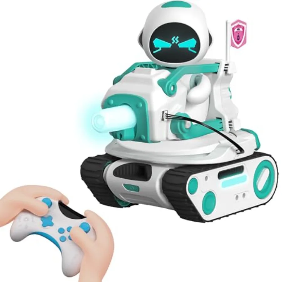 

Eilik and Panxer Combo Set - Robot Pets Toys for Indoor Play, ABS Plastic, Gray/Red, LED Lights 2.4GHz Remote Control with Sing