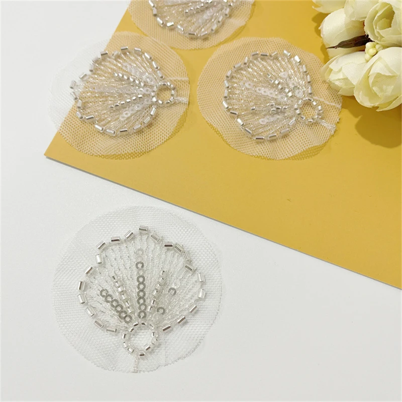 1Pc Mermaid Shell Patches Sew on Beaded Repair For Clothing Applique