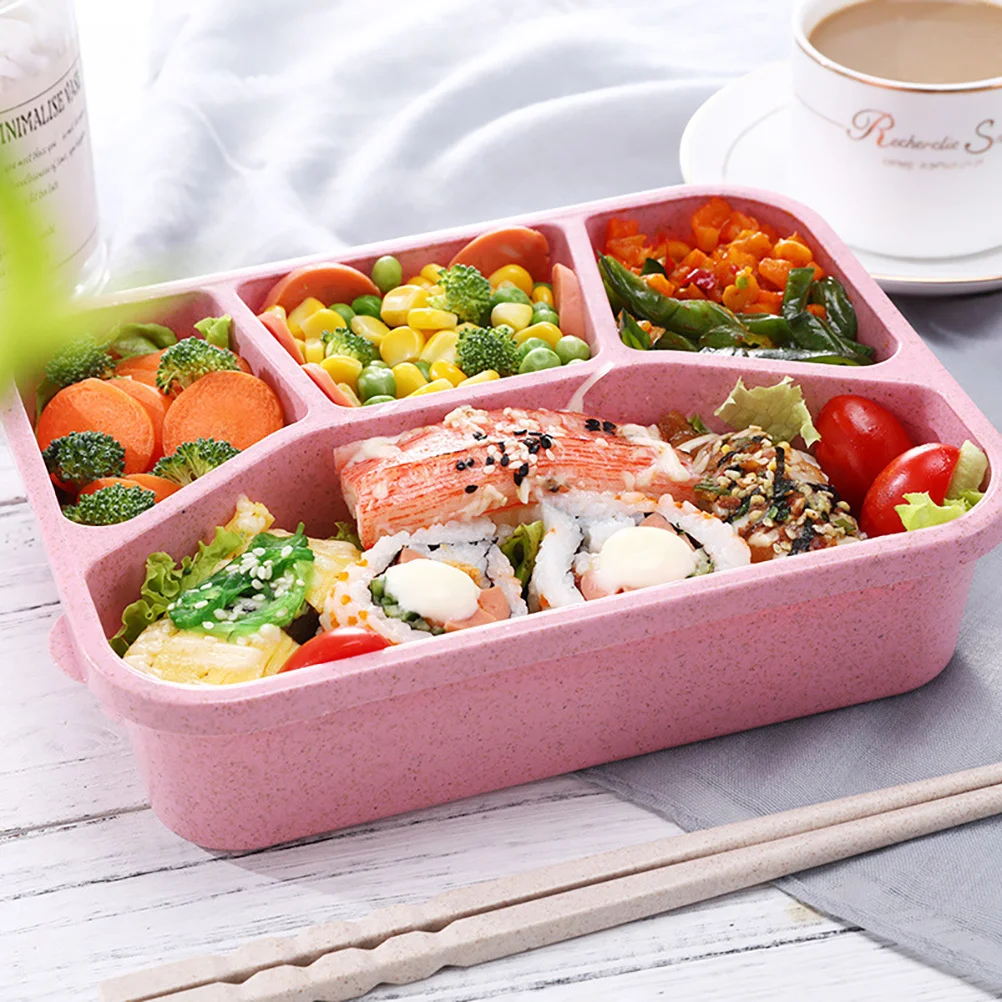 

Lunch Box Compartment Containers Bento Snack Boxes Divided Food Storage Reusable Multi-section for Adults