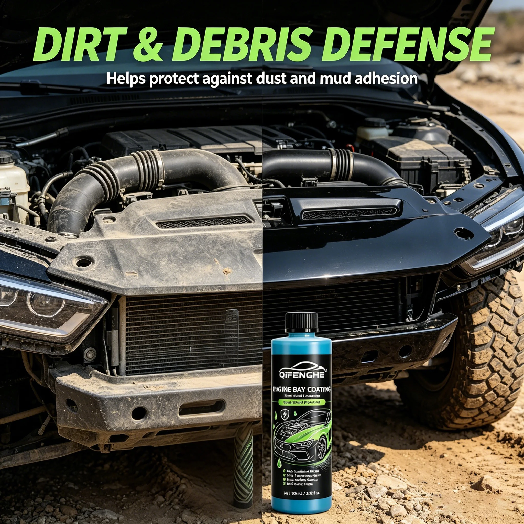 QIFENGHE 100ml Engine Bay Coating Smart Shield Protection High Temperature Guard Safe Insulation Long Lasting Dark Gloss Finish