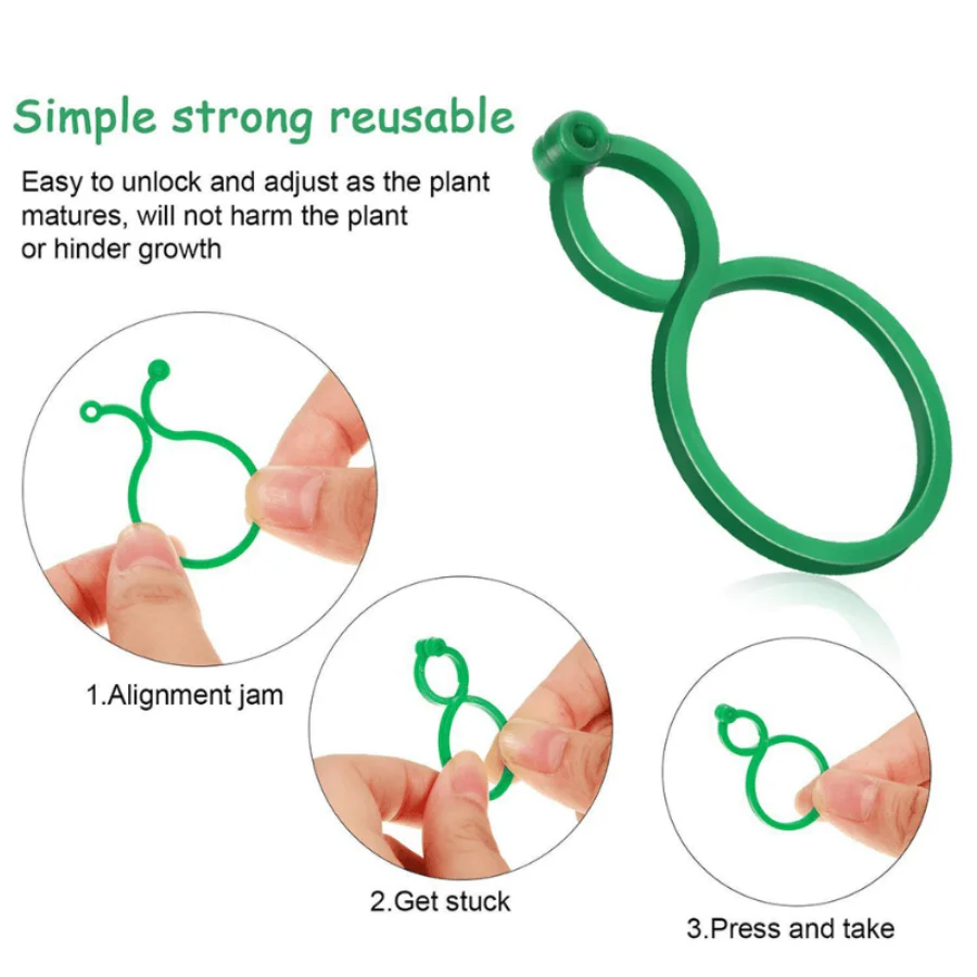 Plastic Garden Vine Strapping Clips Tie Plant Bundled Buckle Ring Holder Garden Tomato Plants Stand Support Tool