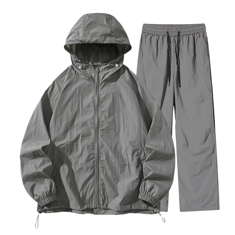 

LIBIELIY мужской тонкий спортивный костюм, спортивный костюм с длинными рукавами и капюшоном на молнии, спортивные штаны для бега на шнурке, спортивный костюм из 2 предметов