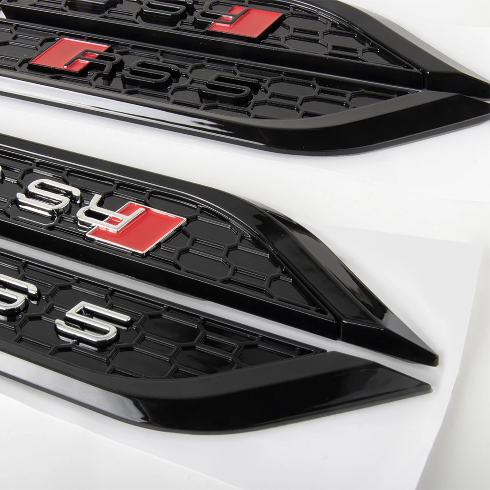 1 paar ABS RS5 emblem Seite Aufkleber Stoßstange Borte Fender Abzeichen Aufkleber Für Audi RS5 a1 S4 Auto Styling Aufkleber auto Zubehör