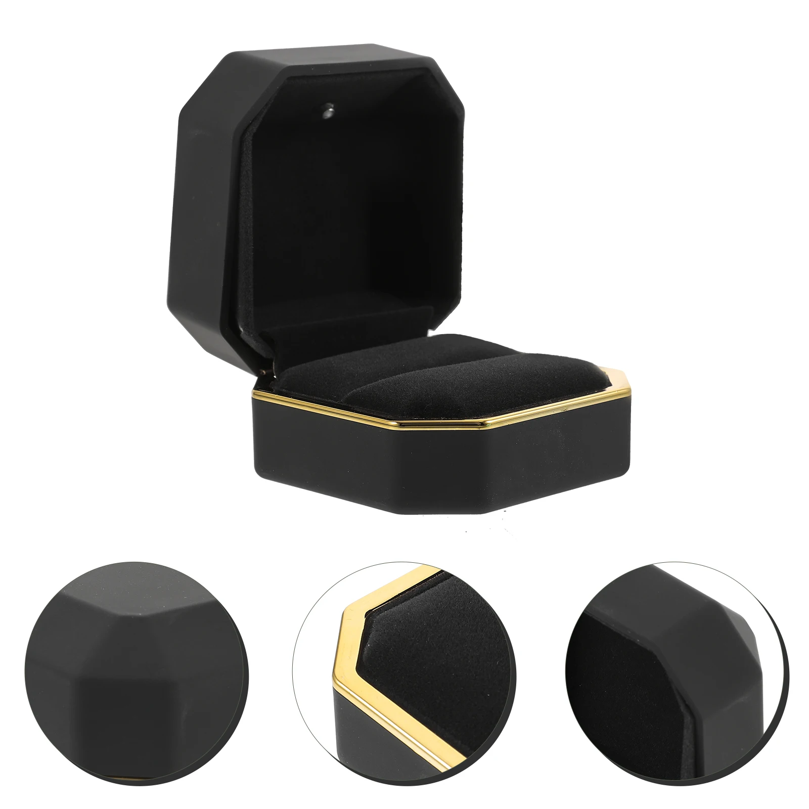 

Octagonal Ring White Lighting Function Ring Box LED Lighting Jewelry Case Holder Glowing Proposal Wedding Storage ganizer