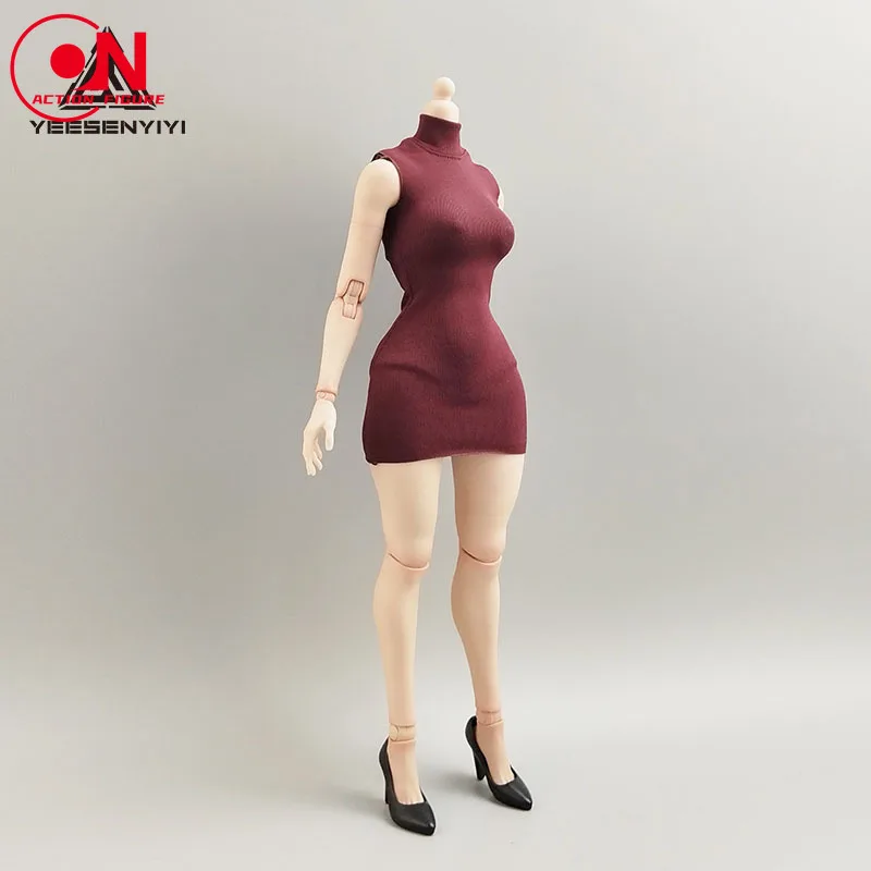 1/6 1/12 مقياس الإناث العصرية سترة واقية عالية الرقبة قاعدة فستان مجموعة الملابس نموذج صالح 12 "6 بوصة الجندي عمل الشكل الجسم