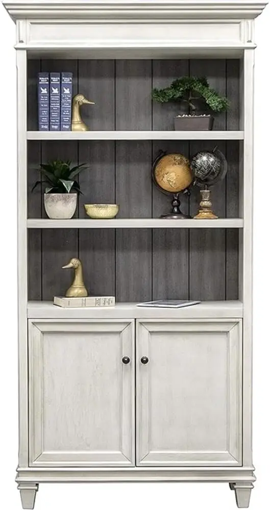 Libreria per mobili con ante inferiori, libreria bianca, libreria per bambini