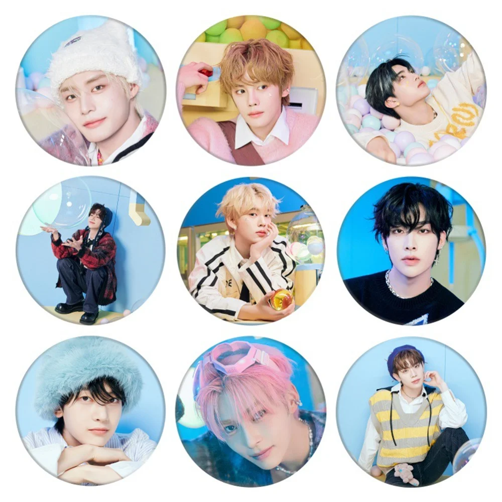 KPOP ZEROBASEONE New Album PREZENT Round Badge Zhanghao Ricky Hanbin Matthew Yujin Tinplate Brooch Pins ZB1 Fans Clothing Decor