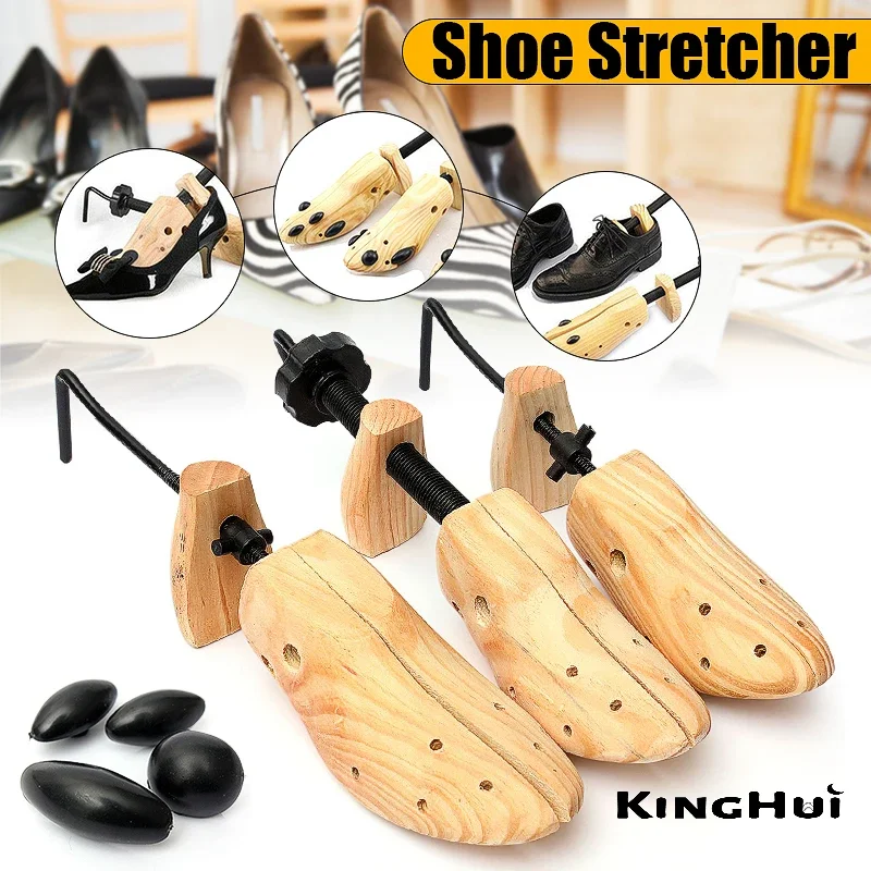 Wooden Shoe Stretcher Shoe Extender Tree Shaper Rack Pine Wood Shoe Tree Adjustable Flats Pumps Boots for Man Women