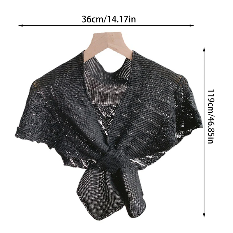 1Pc Women\'s Knitted Fake Collars Shawl Female Blouse Shoulders Fake Collar Cape Knotted Knitted Scarf Solid Neck Guard Scarf