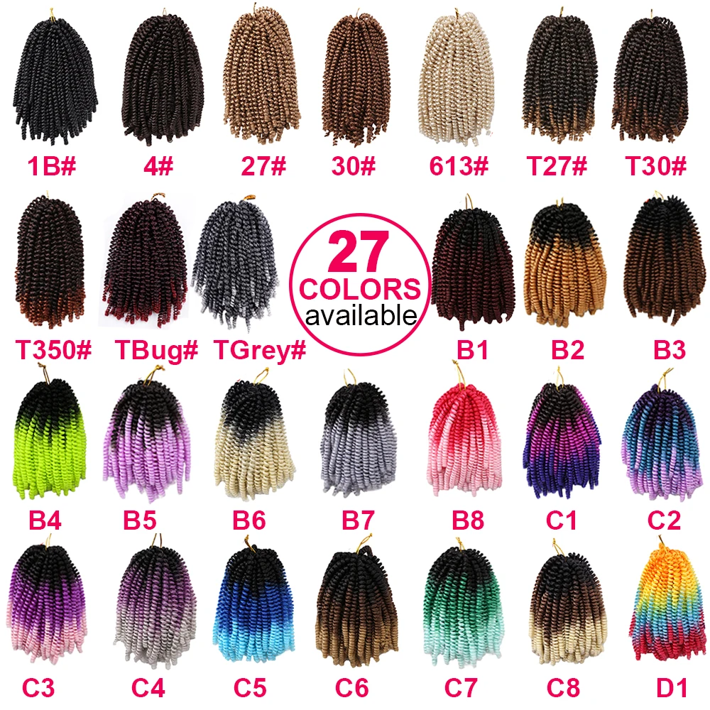 Tổng Hợp Mùa Xuân Xoắn Ombre Kinky Xoăn Crochet Bím Tóc Tóc Niềm Đam Mê Twist Tóc Phần Mở Rộng Cho Phụ Nữ Giả Locs Curl Xoắn