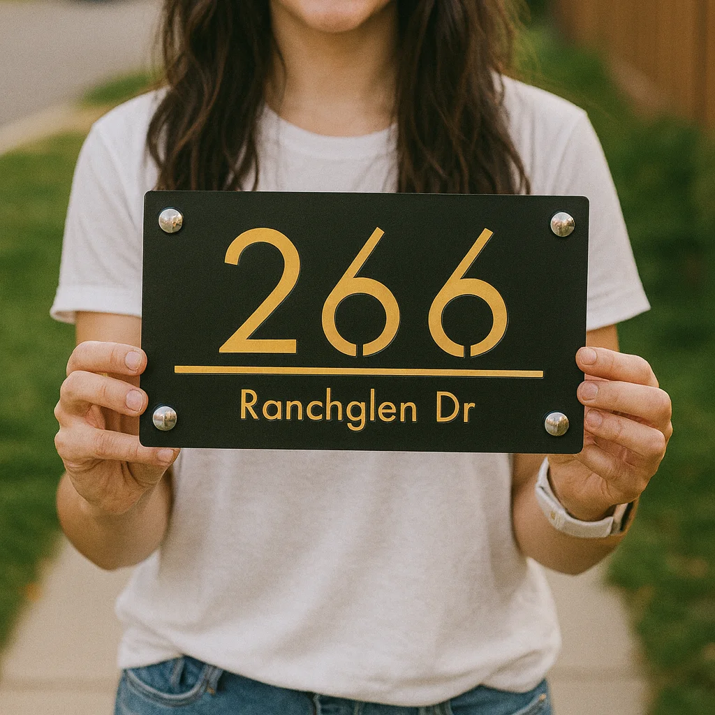 

Персонализированный знак с номером дома, современная акриловая адресная табличка, индивидуальный номерной знак на дверь, уличный водонепроницаемый домашний декор, уличный знак