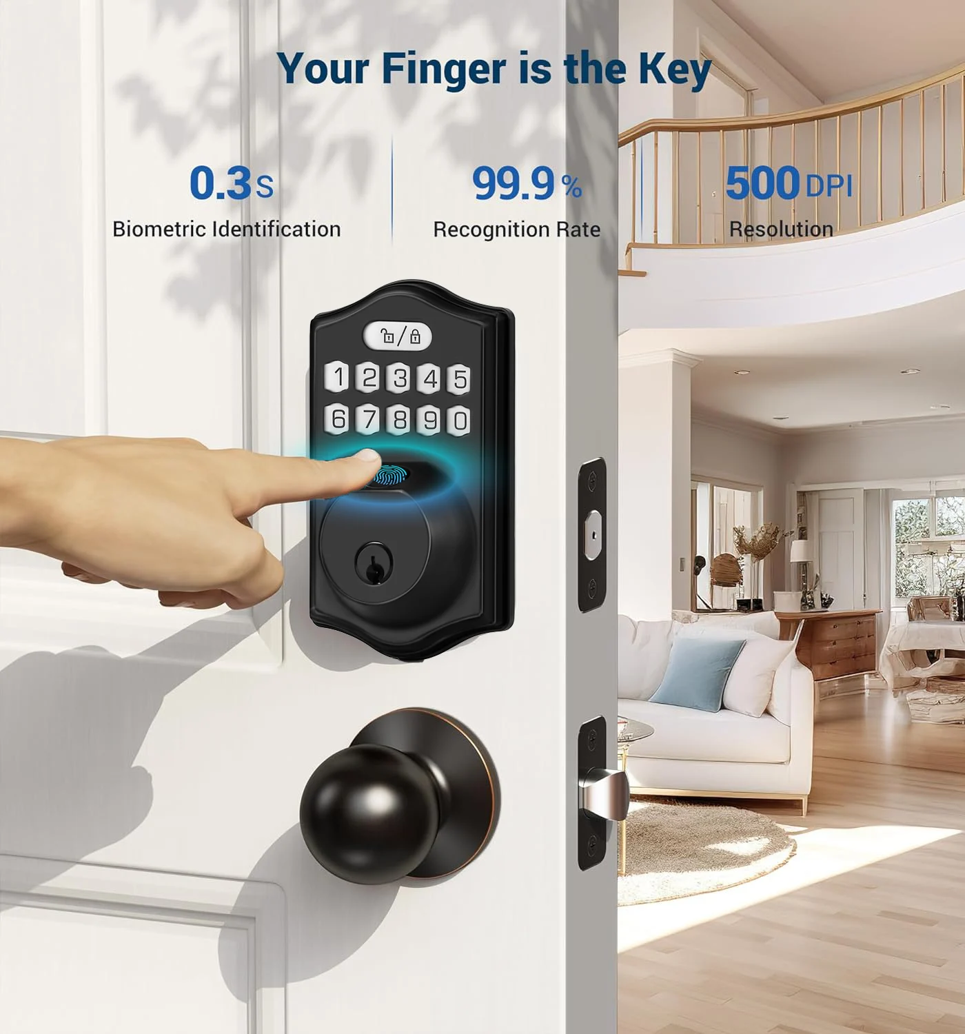 Tuya Smart Deadbolt Lock Keypad Smart Lock Fingerprint Deadbolt with App Keyless Entry for Front Door Security for Home House