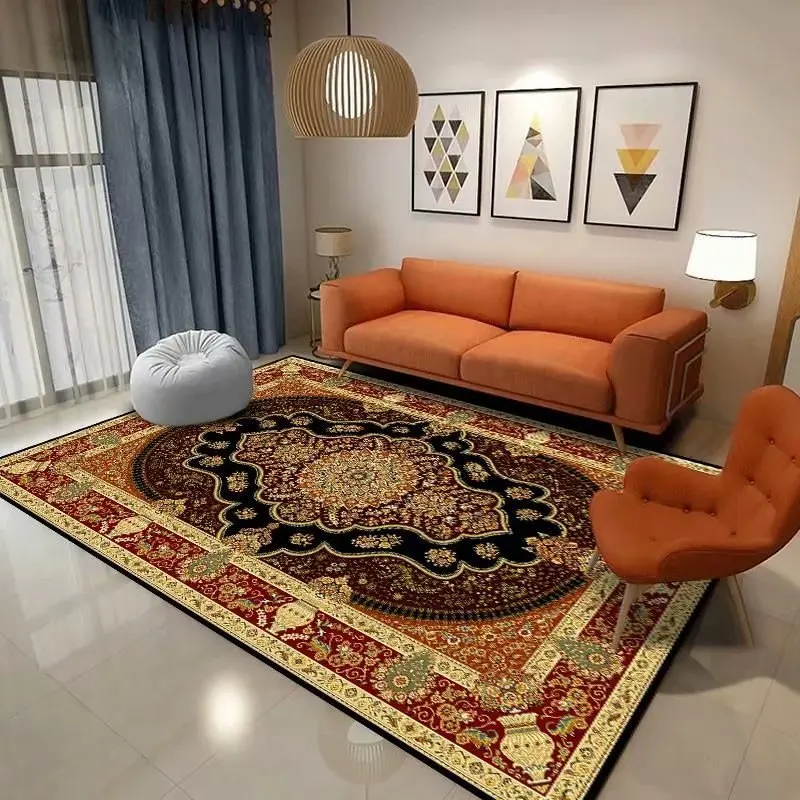 

American Vintage Living Room Carpets Retro Persian Bedroom Decoration Home Soft Bedside Sofa Area Rugs Washable Parlor Floor Mat