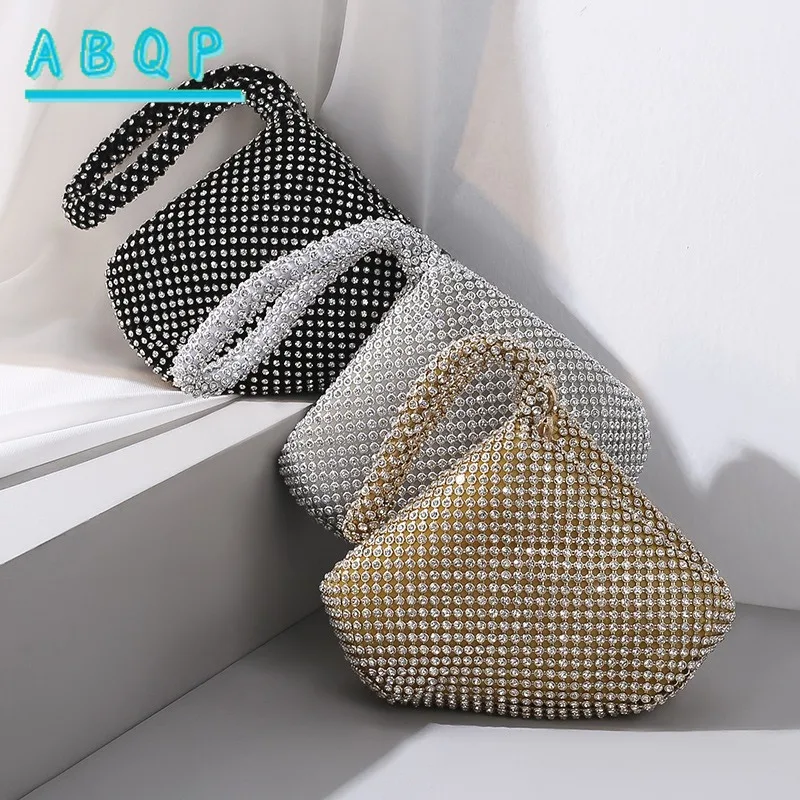 

Ladies Dinner Bag Clutch Handbag Tote Bags Handmade Diamond Banquet Party Mini Retro Simple Solid Color