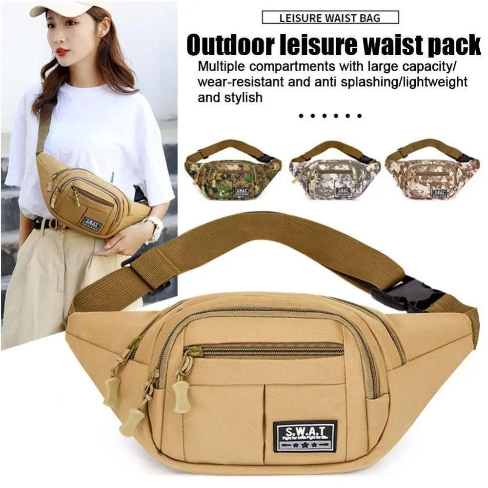 Multi-layer Sling Bag New Nylon Waterproof  Fanny Pack Large Capacity Outdoor Waist Bag