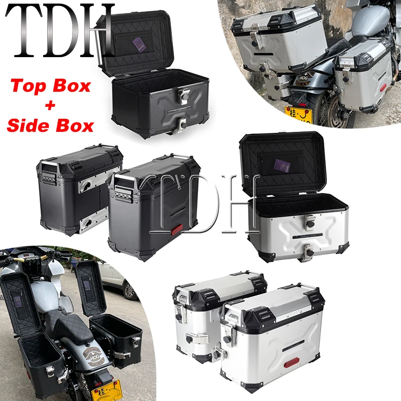 

Side Pannier Top Case Side-Boxes Tailbox Rear Trunk for Harley Softail Street Bob Standard FXST FXBB 18+ 42L 45L Helmet Tool Box