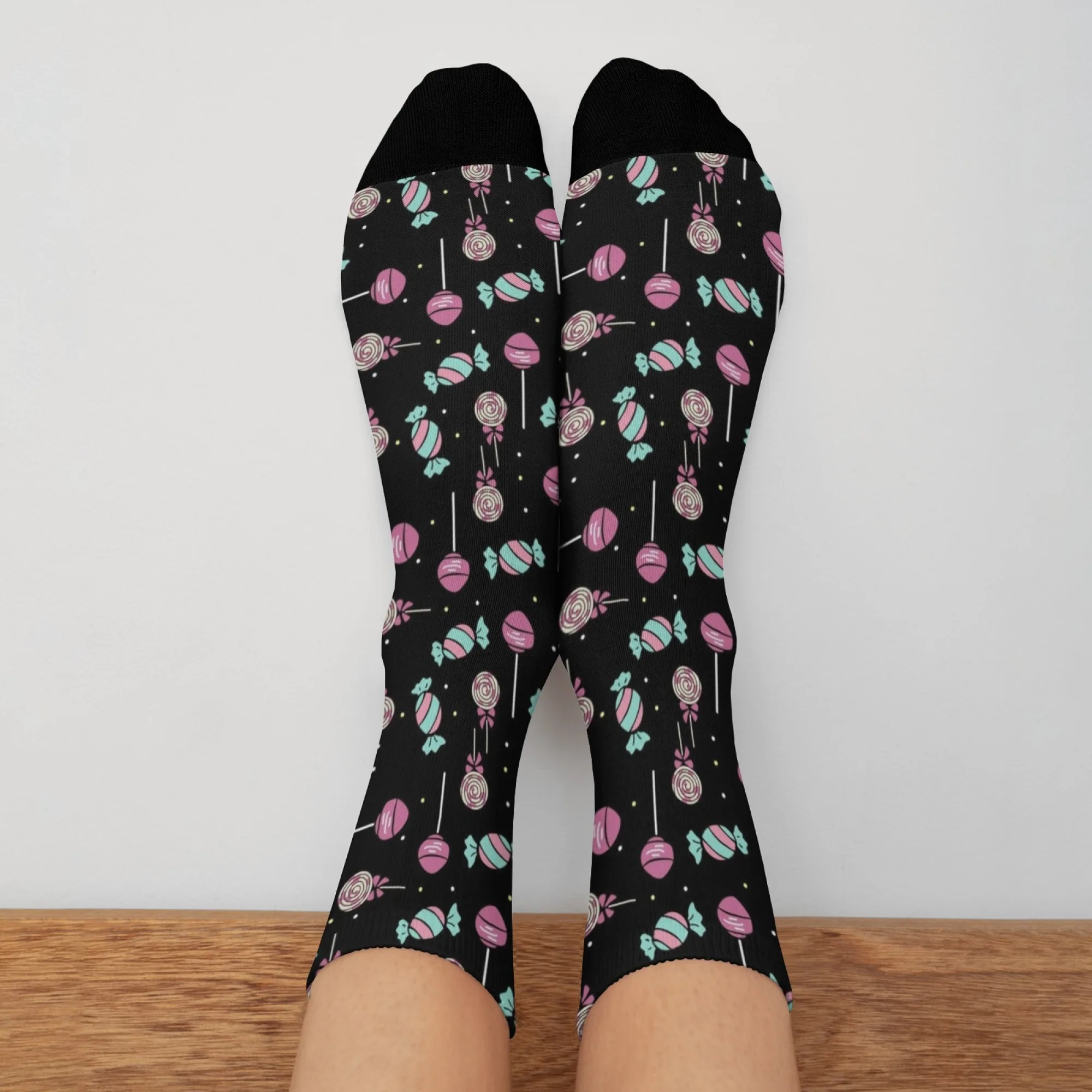 Herrensocken mit Süßigkeiten-Motiv, bedruckt, Neuheit, Harajuku, Crew-Socken, bequem, atmungsaktiv, rutschfest, Weihnachtsgeschenk