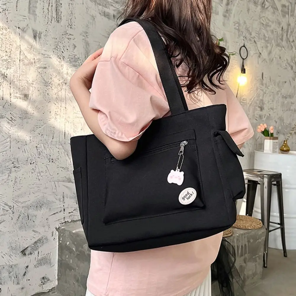 Fashionable Large Capacity Canvas Tote Bag Portable Original Oxford Shopping Bag Minority Design Multi-Pocket Mommy Bag Travel