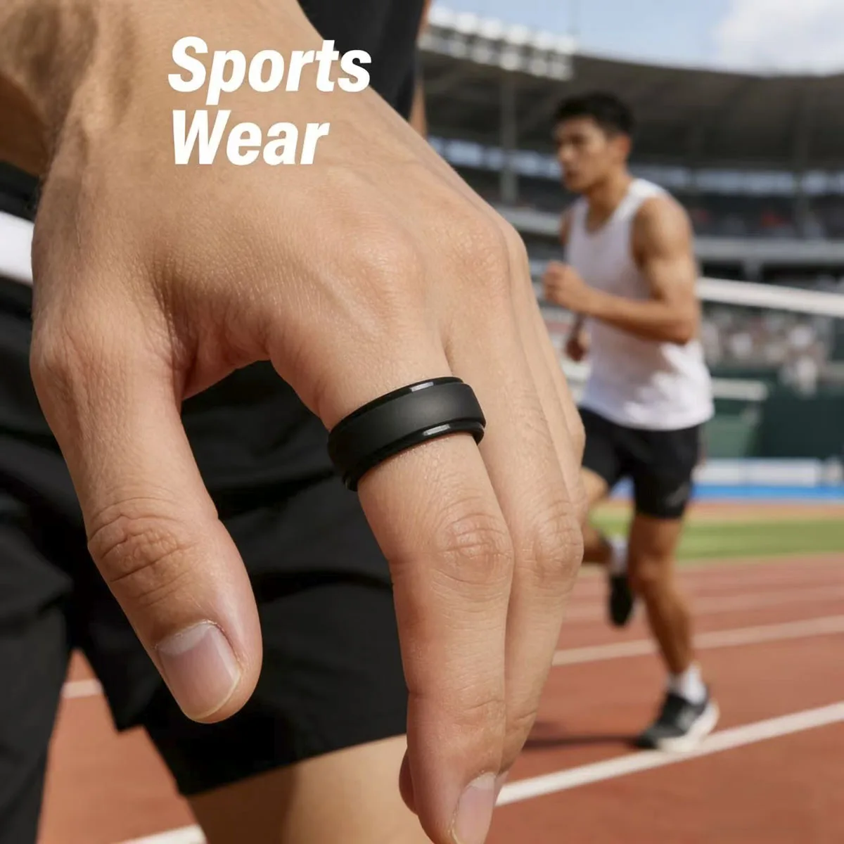 2 PCS Black Silicone Men\'s Wedding Bands - Soft Comfortable Fit for Sizes 7-14  Jewelry  Halloween