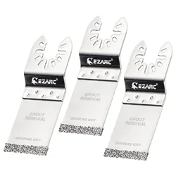 EZARC Oscillating Saw Blades 3pcs Diamond Flush Cutting Tool for Grout Removal, Mortar Cutting, Soft Tile Saw Blades Multitools
