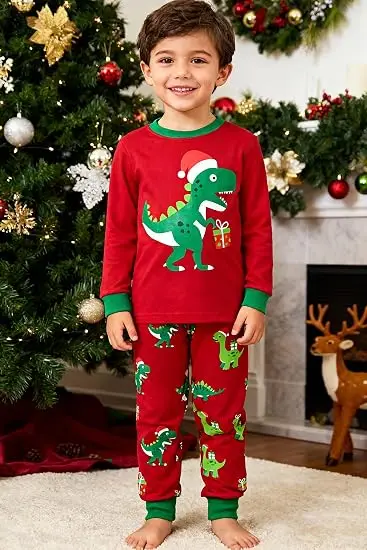 Little Hand Little Boy Long Sleeve Christmas Pajamas Set Cotton Reindeer Pjs Kids Holiday Santa Clothes for Toddler 2-7 Years