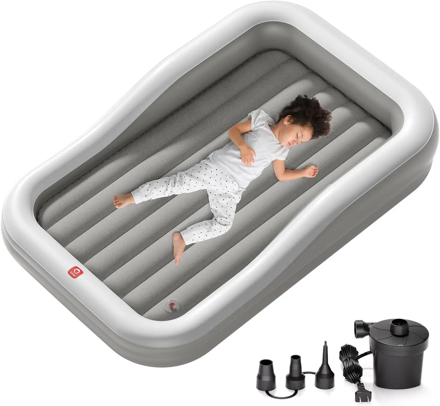 

Larger Inflatable Toddler Travel Bed, Portable Kids Air Mattr With Built-In Bumpers, Fast Electric Pump, Separate Mattr Design,