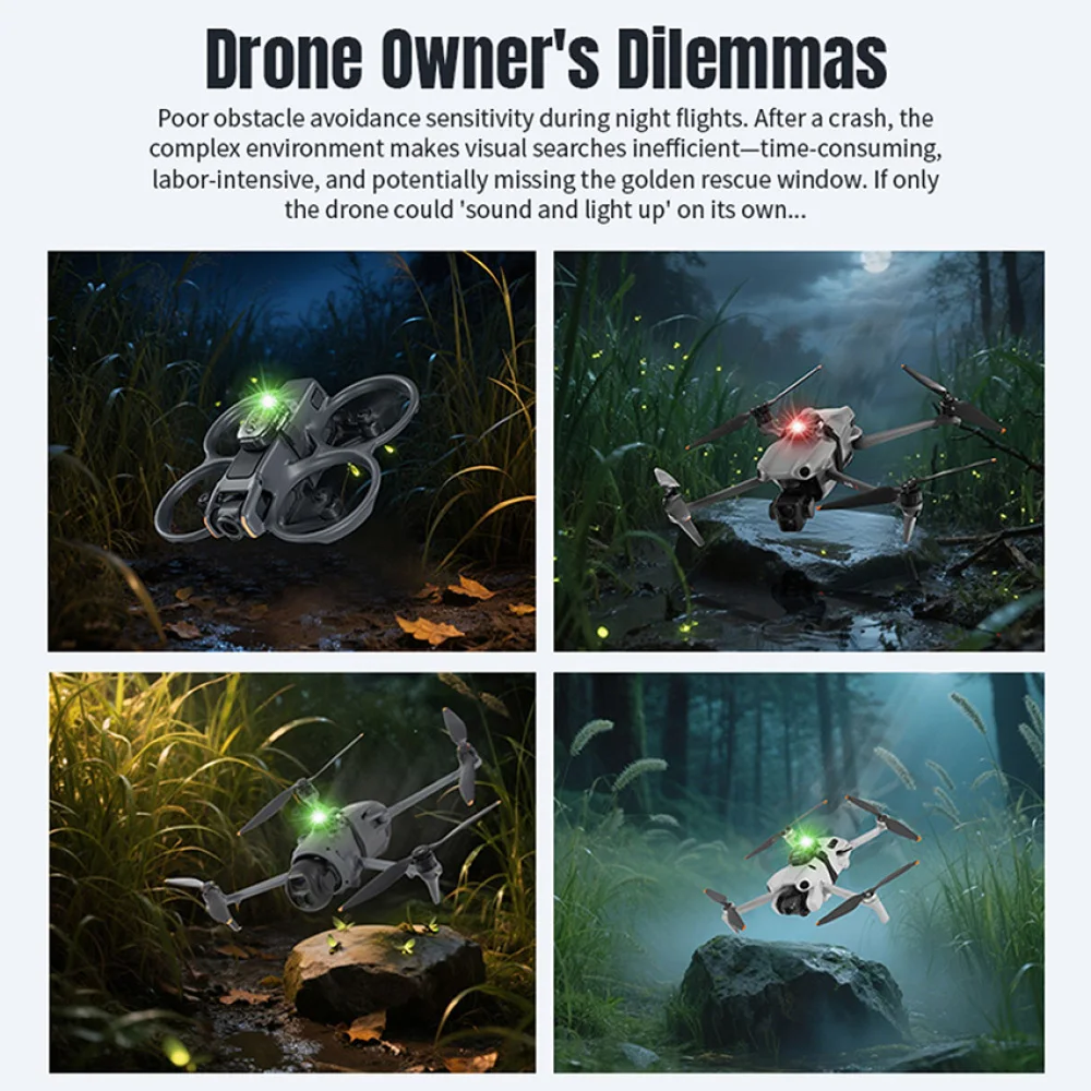 ระบบติดตามและแจ้งเตือนด้วยโดรน สำหรับ DJI Neo Mini 4 Pro Mavic 4 Pro Air 3 Mini 3 Pro ไฟแฟลชนำทางแบบพลิกได้ ระบบเตือนภัยเสียงดัง 120dB