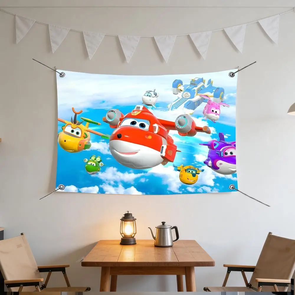 Animation S-Super Wings Flags Anti Wrinkle Waterproof Cozy Home Flag for Indoor & Outdoor Home Decor