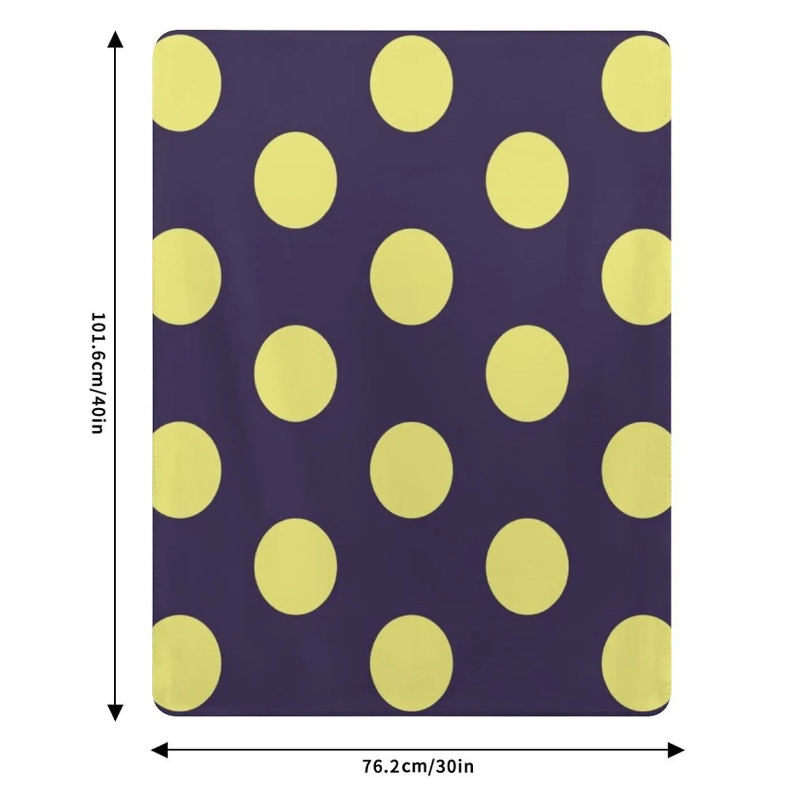 Large YELLOW and NAVY BLUE POLKA DOTS Throw Blanket Cozy Warm Blanket for Bed Room Decor
