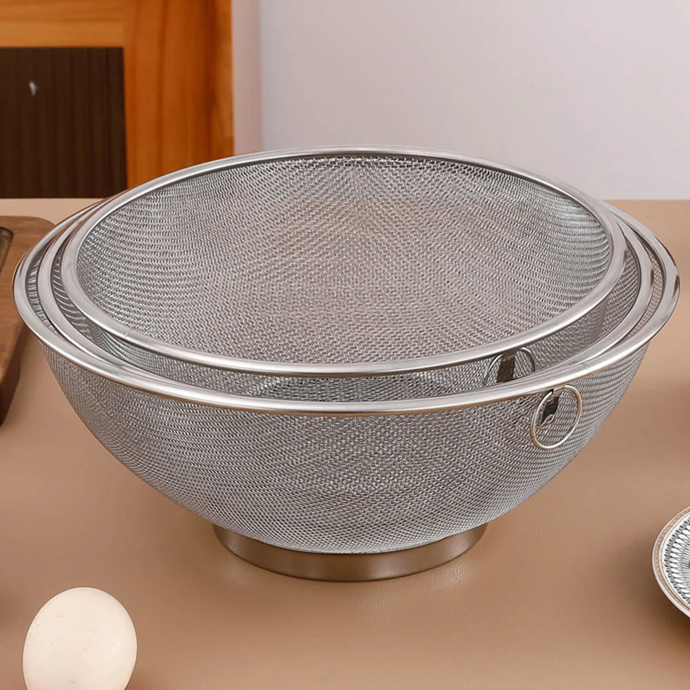 

Stainless Steel Rice Basket Fine Mesh Kitchen Drainer Vegetable Fruit Washer Drainage Bean Filter Household Metal Cleaner