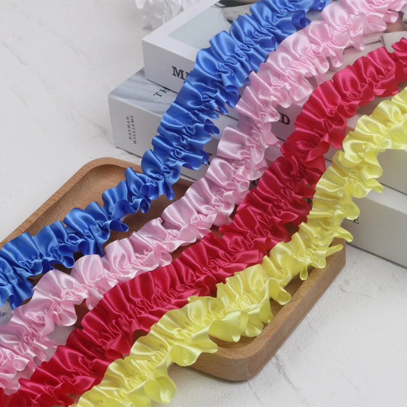 Lolita Center Pleated Elastic Satin Ribbon Lace Diy Ladies Hair Hoop Headdress Clothes Skirt Toy Dog Cat Neck Sewing Accessories