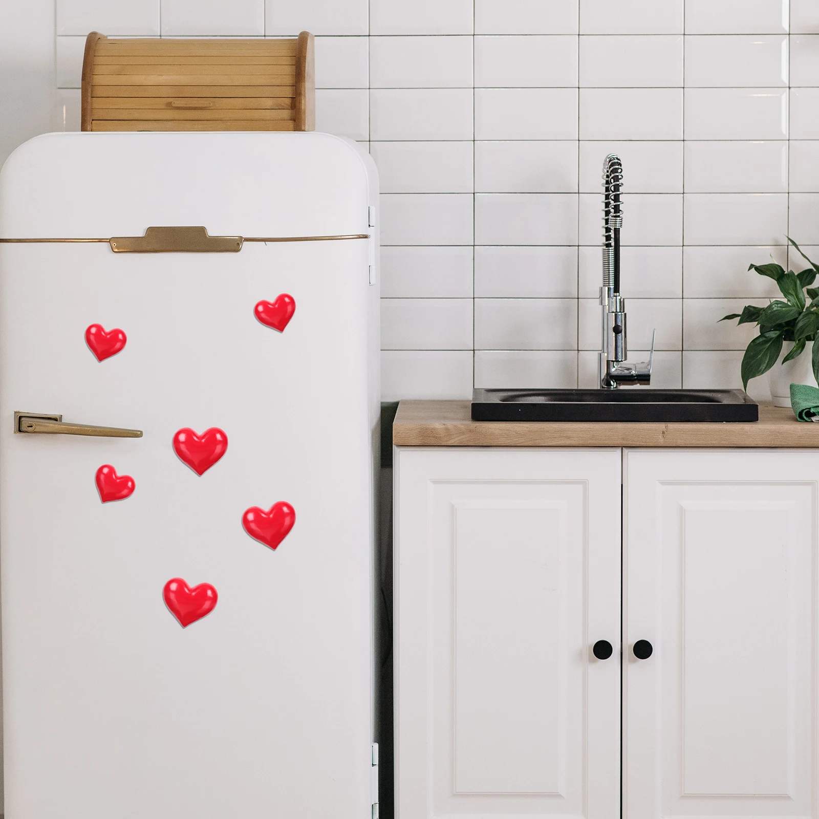 

6Pcs Creative Heart Shaped Fridge Magnets Resin Refrigerator Decorations Lovely Kitchen Magnetic Ornaments