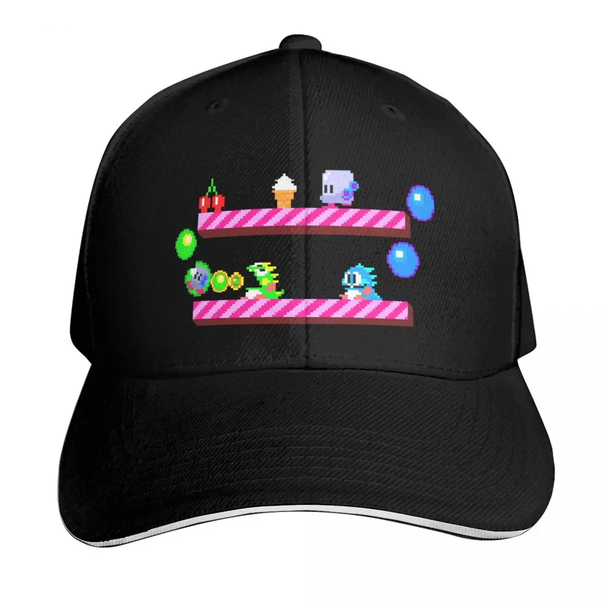 RETRO ARCADE BUBBLE BOBBLE - BUBBLE BUBBLE Baseball Cap Vintage Retro Embroidered Lightweight Packable Gift for Him Her