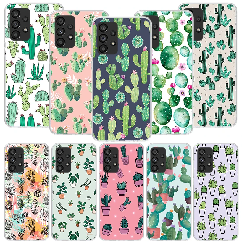 Cartoon Cactus Green Plants Phone Case for Samsung Galaxy A17 A16 A15 A14 A13 A57 A56 A55 A54 A53 A37 A36 A35 A34 A33 A26 A25 A2