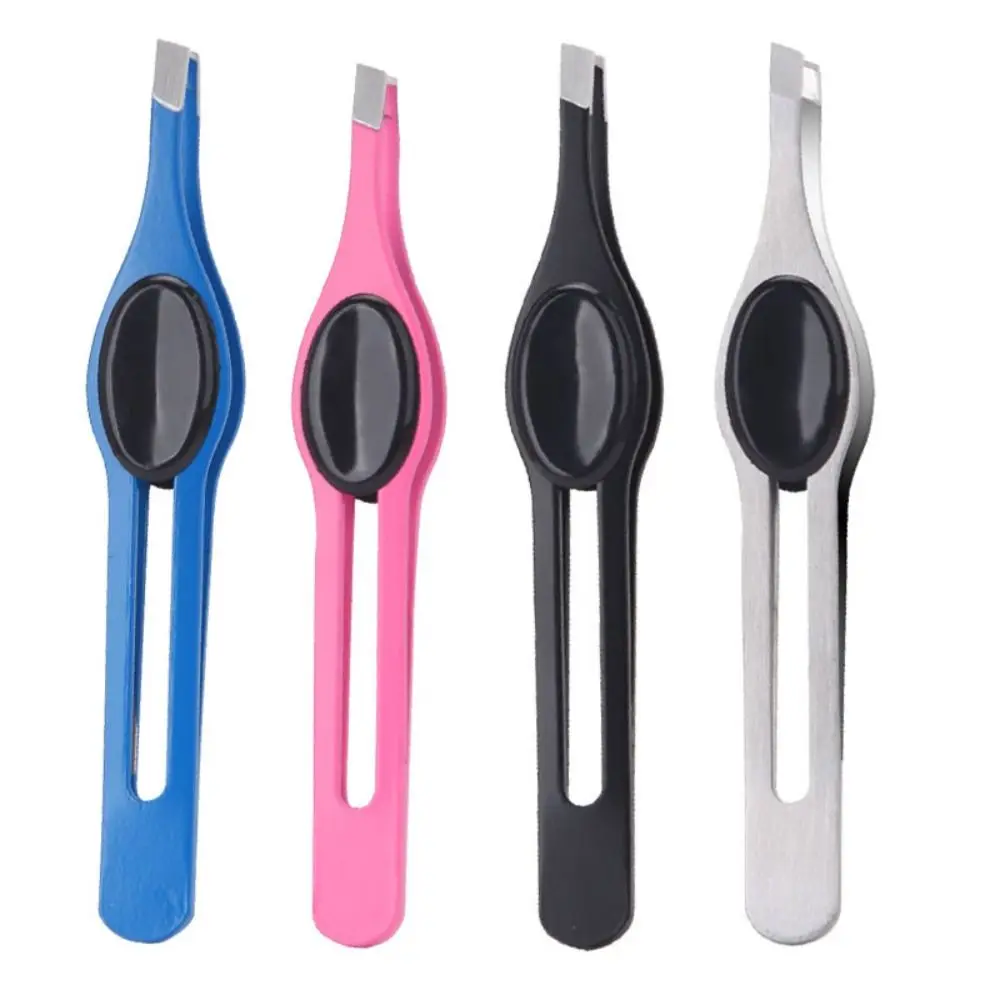 Colorful Stainless Steel Tweezer Hair Removal Multifunction False Eyelash Tweezers Non-slip Handle Wear-resistant Eyelash Curler