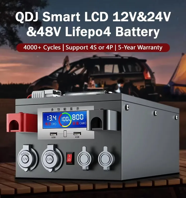 جديد 12 فولت 24 فولت LiFePO4 100ah بطارية 200 أمبير قابلة للشحن بطارية ليثيوم الشمسية حزمة 6000 دورة مع BMS لسيارة RV